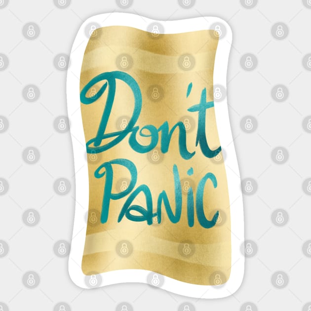 Don't panic on golden towel Sticker by nobelbunt